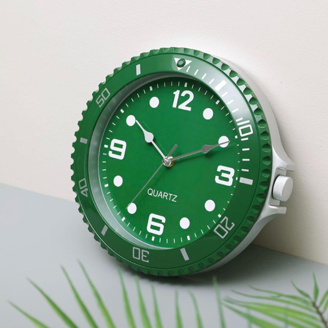 ウォールクロック★壁時計★静音★グリーン緑★見やすいおしゃれなインテリア★簡単取付電池使用★手ごたえありの壁時計★インパクトあり_画像5