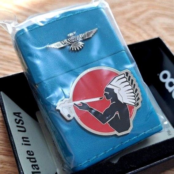 アメリカンスピリット特製zippo 2018年製ターコイズ本革巻き アメリカンスピリット特製zippo 2018年製ターコイズ本革巻き