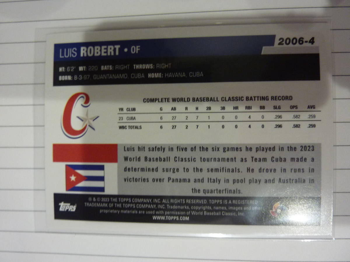 2023 TOPPS WORLD BASEBALL CLASSIC [LUIS ROBERT] 2006 TOPPS Black Defractor Card 07/10 (ブラックパラレルカード) CUBA WBCの画像6