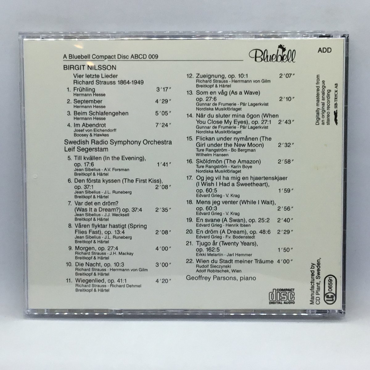 ビルギット・ニルソン / ストックホルム・ライヴ (CD) ABCD009 BIRGIT NILSSON LIVE IN STOCKHOLM_画像2
