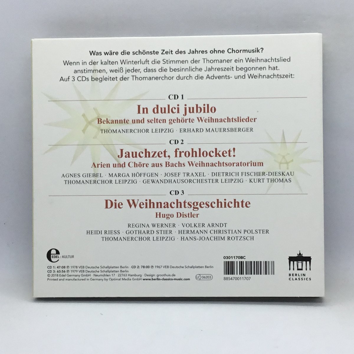 V.A. / 聖トーマス教会のクリスマス・キャロル集 ▲3CD 0301170BC V.A. / WEIHNACHTSSINGEN DER THOMANERの画像2