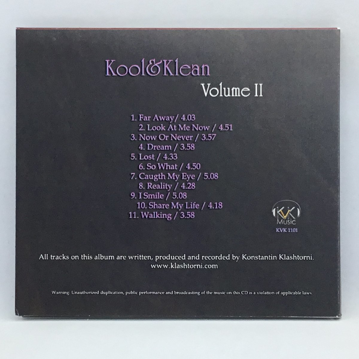 CD-R ◇ クール&クリーン / ヴォリューム・トゥー　(CD) KVK1101　KOOL & KLEAN / VOLUME II_画像2