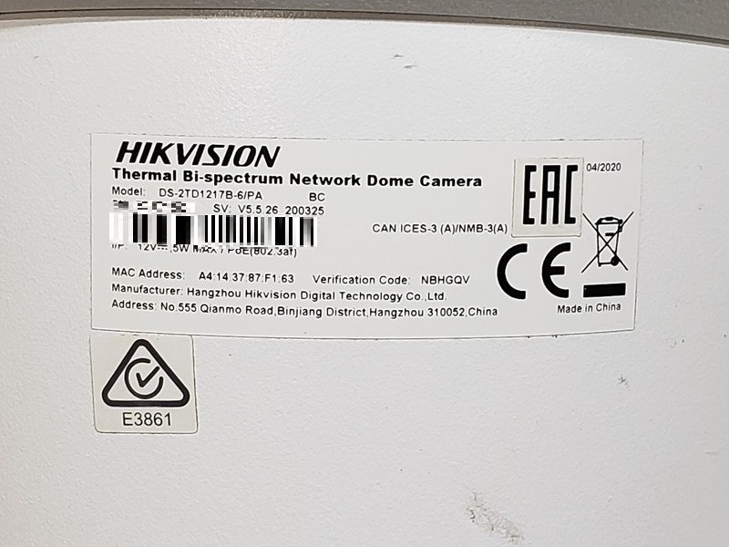 [現状品] HIKVision AI顔認識ドームカメラ 体表温度測定 DS-2TD1217B-6/PA PoE対応 FWアップデート/初期化済 アーム付 【送料無料】_画像4