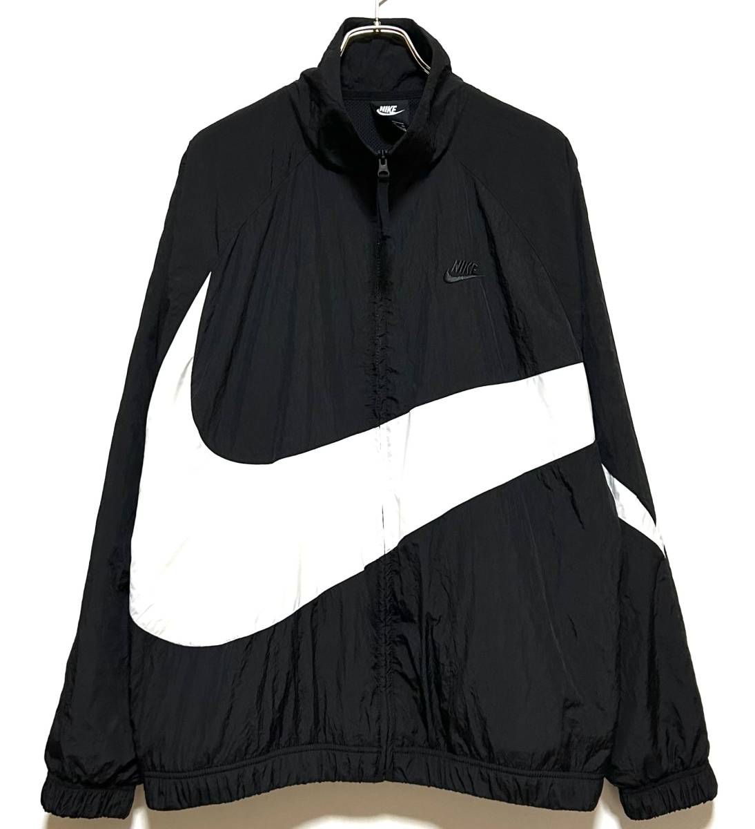 NIKE HBR STMT WOVEN JACKET BIG SWOOSH（XL）黒／白 ナイキ ビッグ スウッシュ ウーブン ナイロン ジャケット オーバー サイズ_画像1