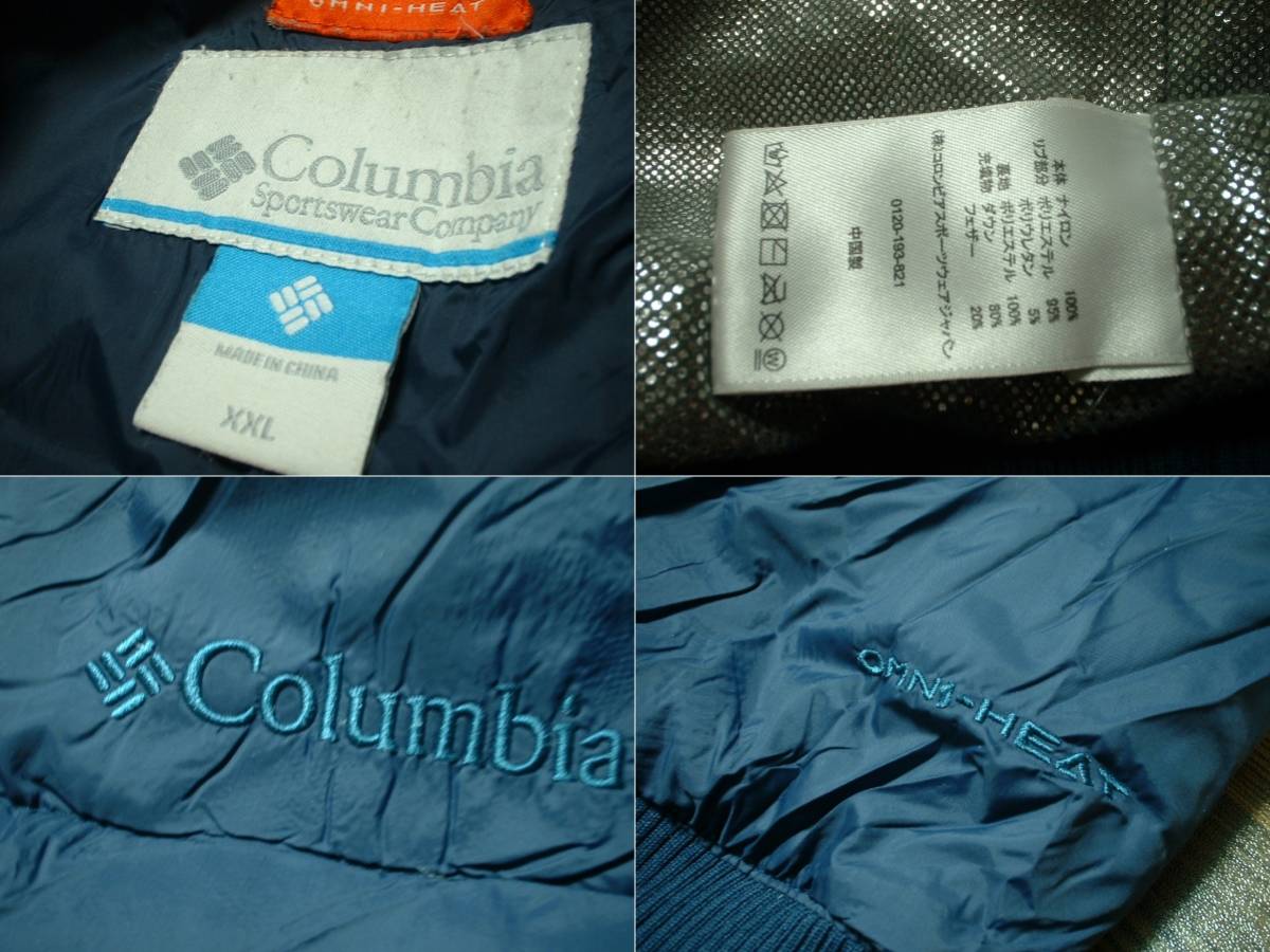 Columbia OMNI-HEATダウンジャケットXXLネイビー正規PM5497コロンビア保温性羽毛ブルゾン紺MA-1オムニヒートオレルジャケット_画像2