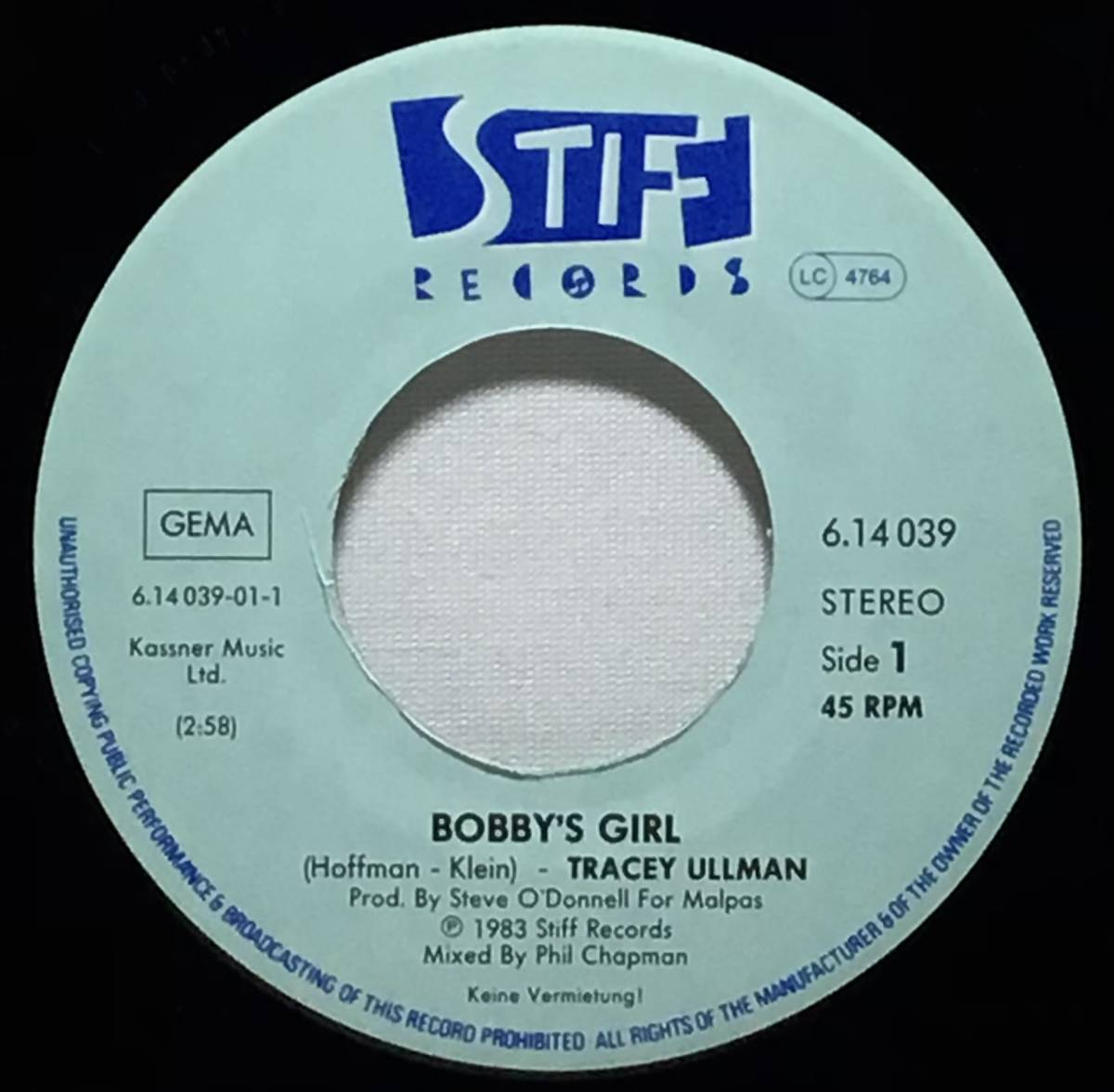 【独7】 TRACEY ULLMAN / BOBBY'S GIRL / YOU BROKE MY HEART IN 17 PLACES / 1984 ドイツ盤 7インチシングルレコード EP 45_画像4