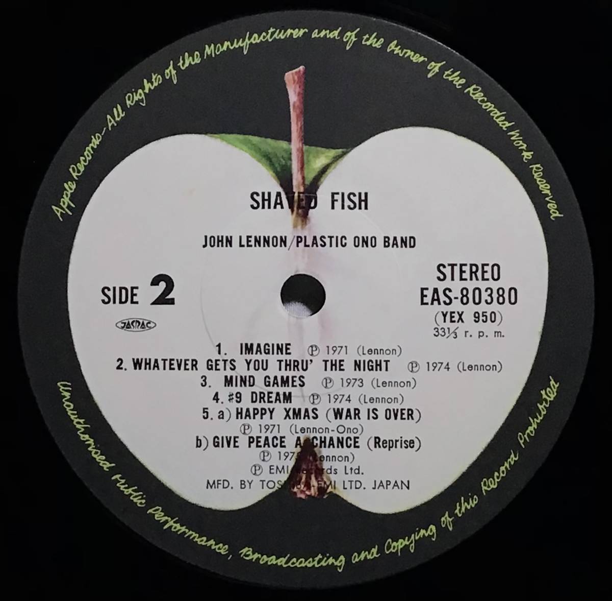 【日LP帯】 JOHN LENNON ジョンレノンの軌跡 シェイヴド・フィッシュ SHAVED FISH / 1975 日本盤 LPレコード EAS-80380 HAPPY XMAS 試聴済の画像9