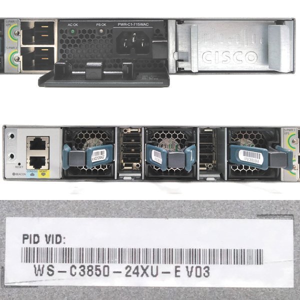 ☆Cisco/シスコ Catalyst 3850 24X UPOE スイッチ WS-C3850-24XU-E V03 【初期化済み】No.1_画像4