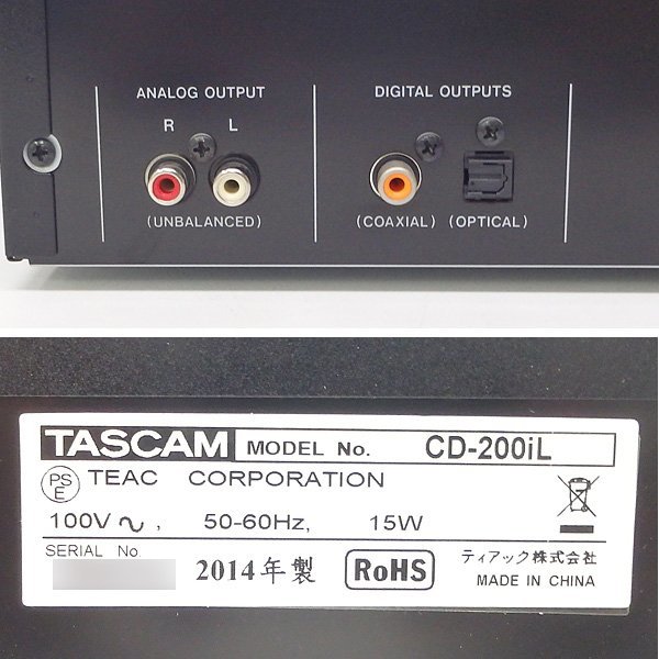 ＃TASCAM/タスカム CD-200iL CDプレーヤー iPodドック搭載業務用CDプレーヤー No.2_画像6