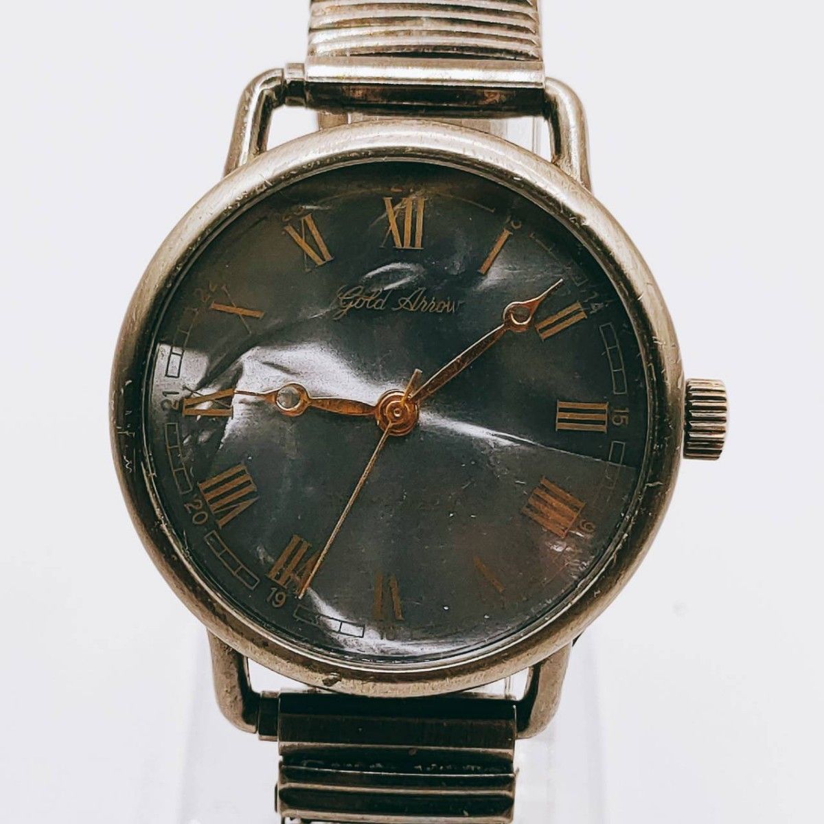 #180 【レトロ】gold arrow ゴールドアロウ 腕時計 アナログ 3針 黒文字盤 時計 とけい トケイ アクセサリー