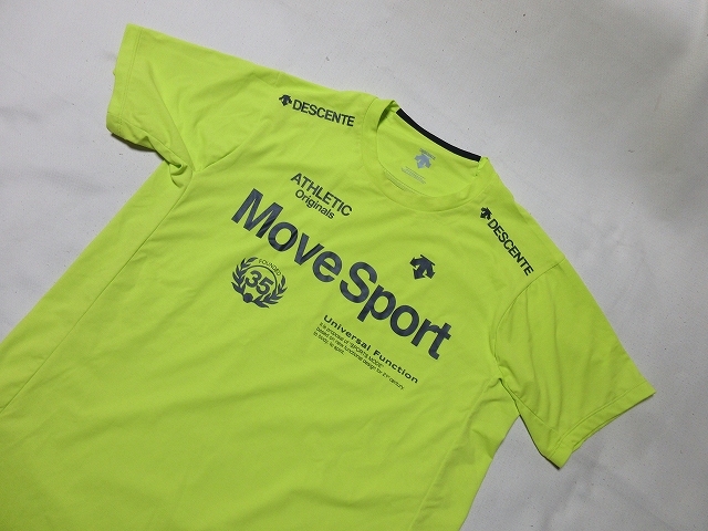M-275★デサント・DMMPJA57♪黄緑色/Move Sport/半袖Tシャツ(L)★_画像2