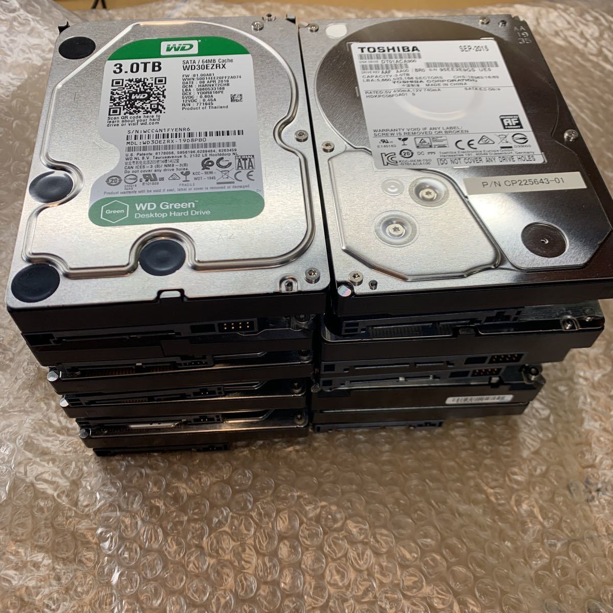 激安10台セット/WD /ST /TOSHIBA/3.5HDD 3TB /3000GB/3.5インチ SATA 内蔵HDD Crystaldiskinfoにて正常品 中古 10台セット