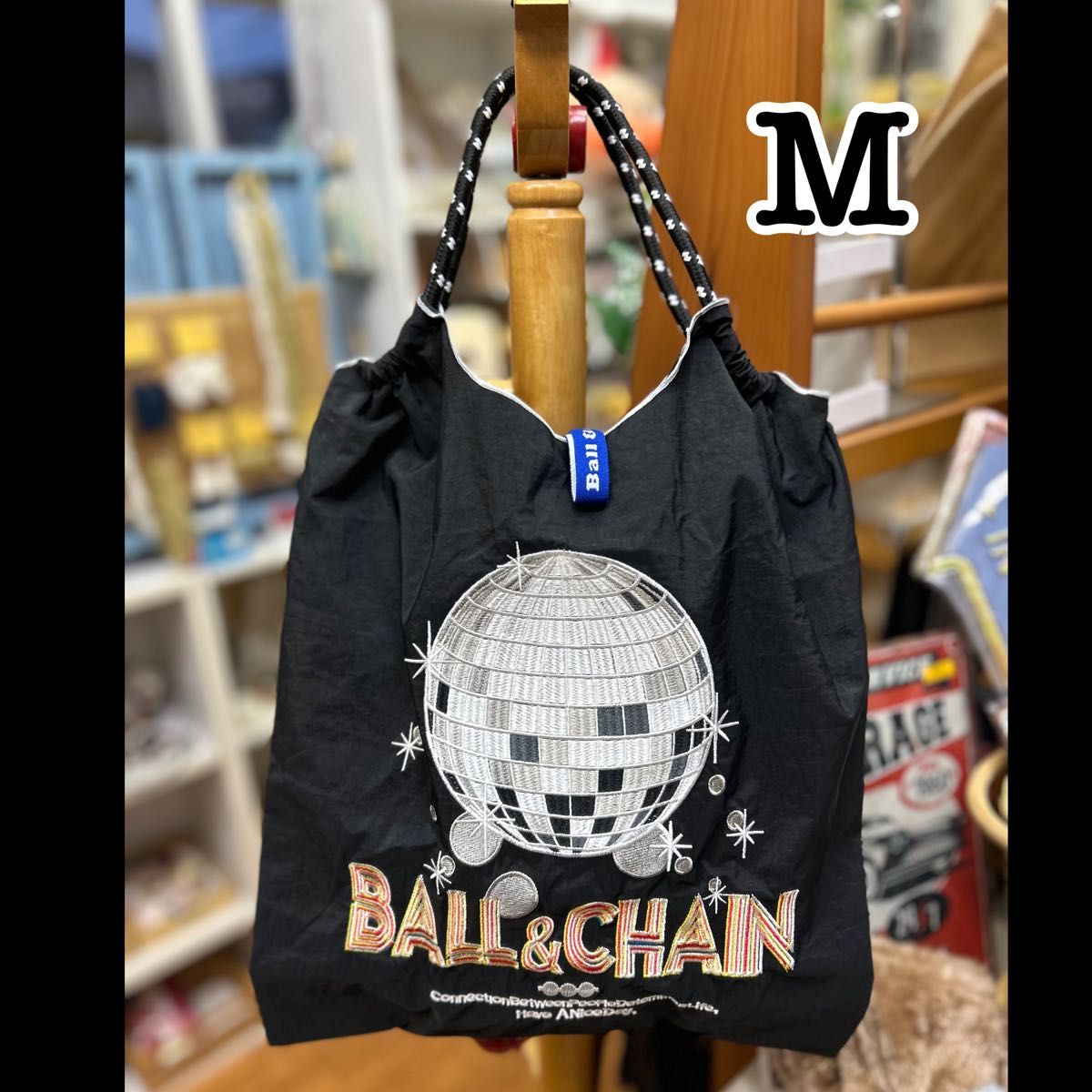 ボールアンドチェーン Ball&Chain エコバッグ ミラーボール M 黒 ボールアンドチェーン Ball&Chain エコバッグ ミラーボール M 黒