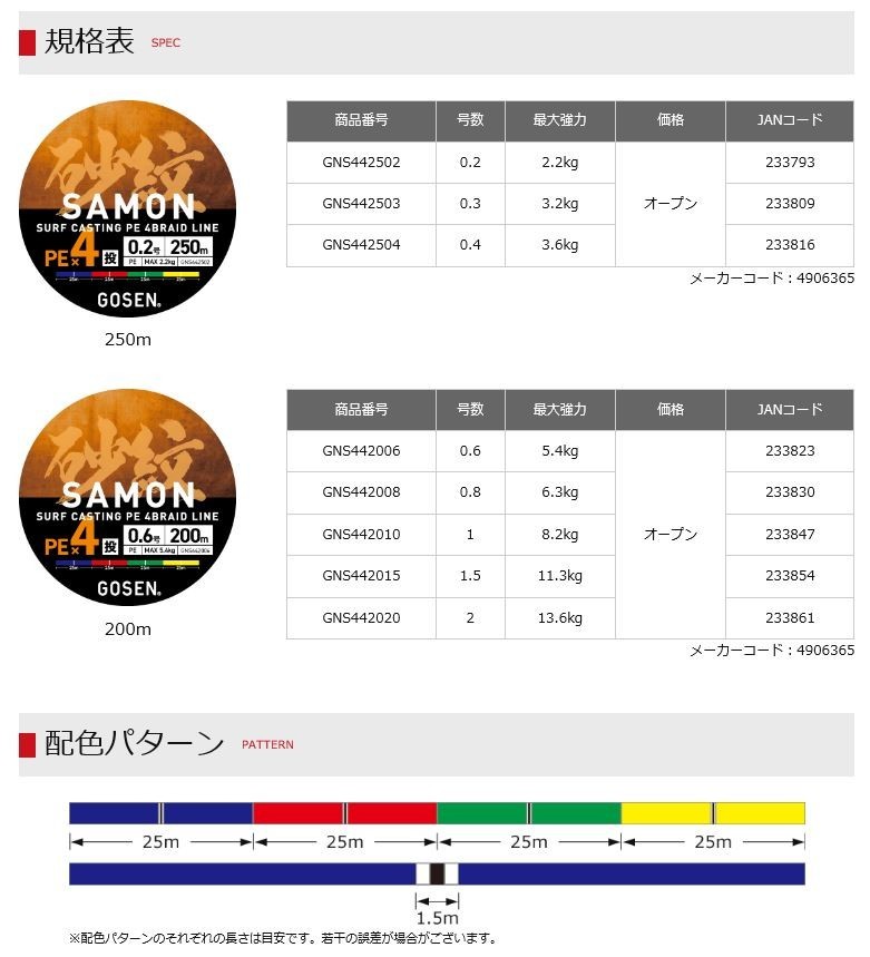  Gosen sand .PE×4 0.6 number 200m