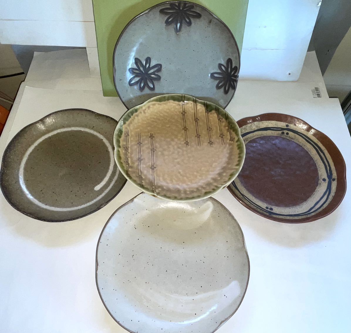 民芸の器 ◆パスタ皿セット ５柄 ５枚◆ 皿 プレート 陶器 アペックスハート 未使用_画像2