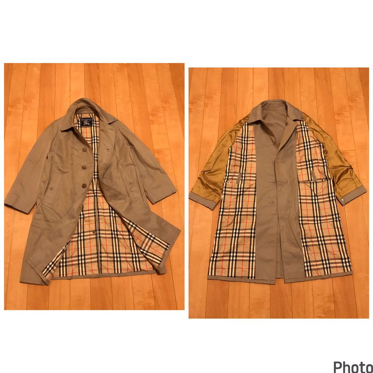 良品☆OLD 90sBURBERRY／オールドバーバリー メンズサイズS-M並 バルマカーン.ステンカラーコート 裏地ノバチェック柄 ビンテージ/トレンチ