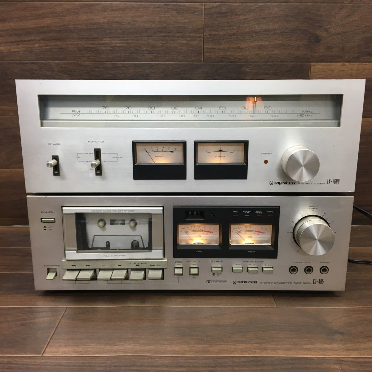 B-624 PIONEER パイオニア ステレオアンプ TX -7600 カセットデッキ CT-405 オンキョー機器 音楽機材 ブラック 通電確認済み_画像1