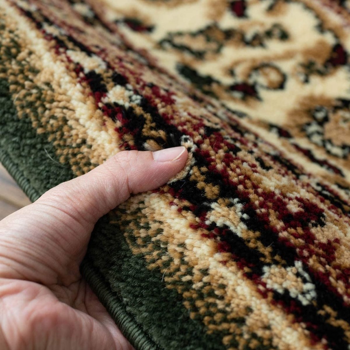 ■■カーペット ラグ マット ペルシャ デザイン トルコ製 絨毯 ウィルトン織り メダリオン柄 上品 直径 133cm 円形 グリーン_画像6