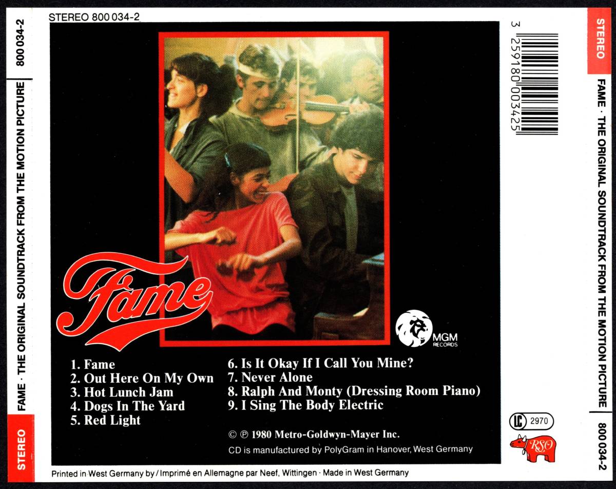 西独最初期プレス盤RED FACE CD☆フェーム（800 034-2） FAME、アイリーン・キャラ（IRENE CARA）_画像2