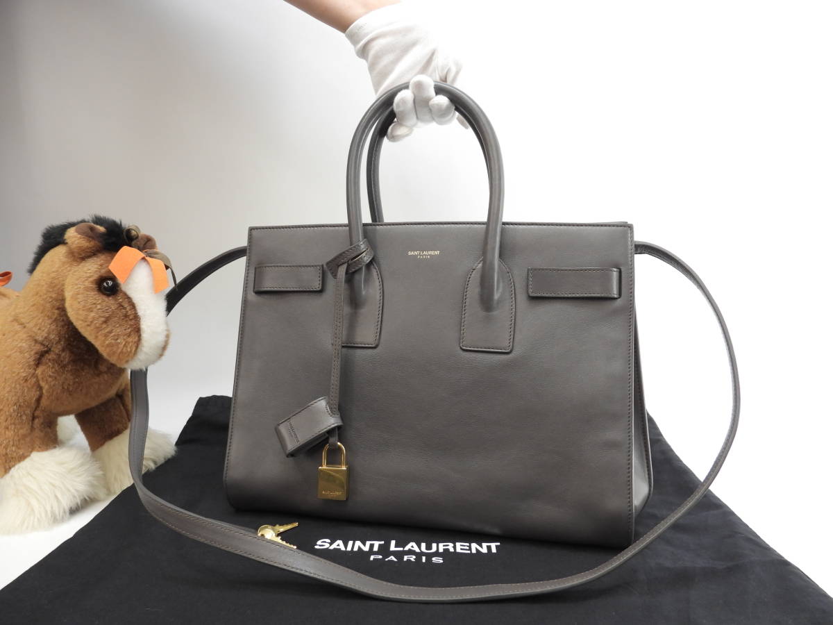 サンローラン サックドジュールスモール YSL レザー灰 トート サンローラン サックドジュールスモール YSL レザー灰 トート
