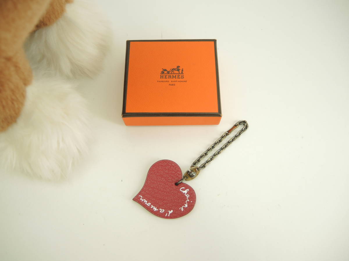  Hermes кольцо для ключей ограничение Heart розовый оранжевый she-bru/SV925 сумка очарование @ 1
