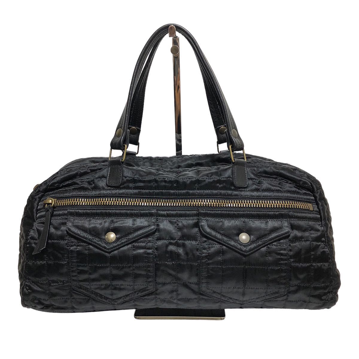 MIU MIU MiuMiu Boston bag handbag nylon quilting black 