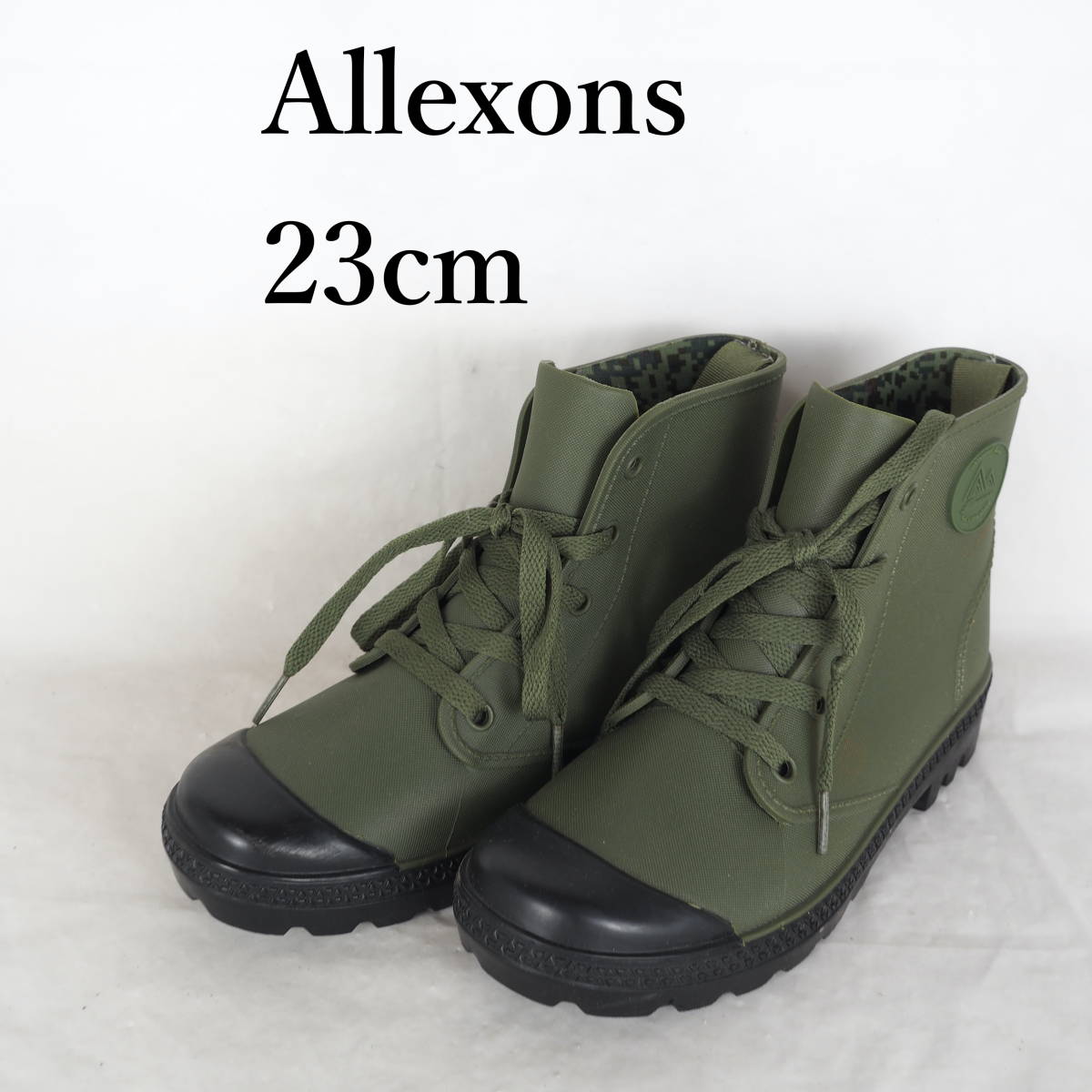 EB4695*Allexons*レディースショートレインブーツ*23cm*カーキ_画像1