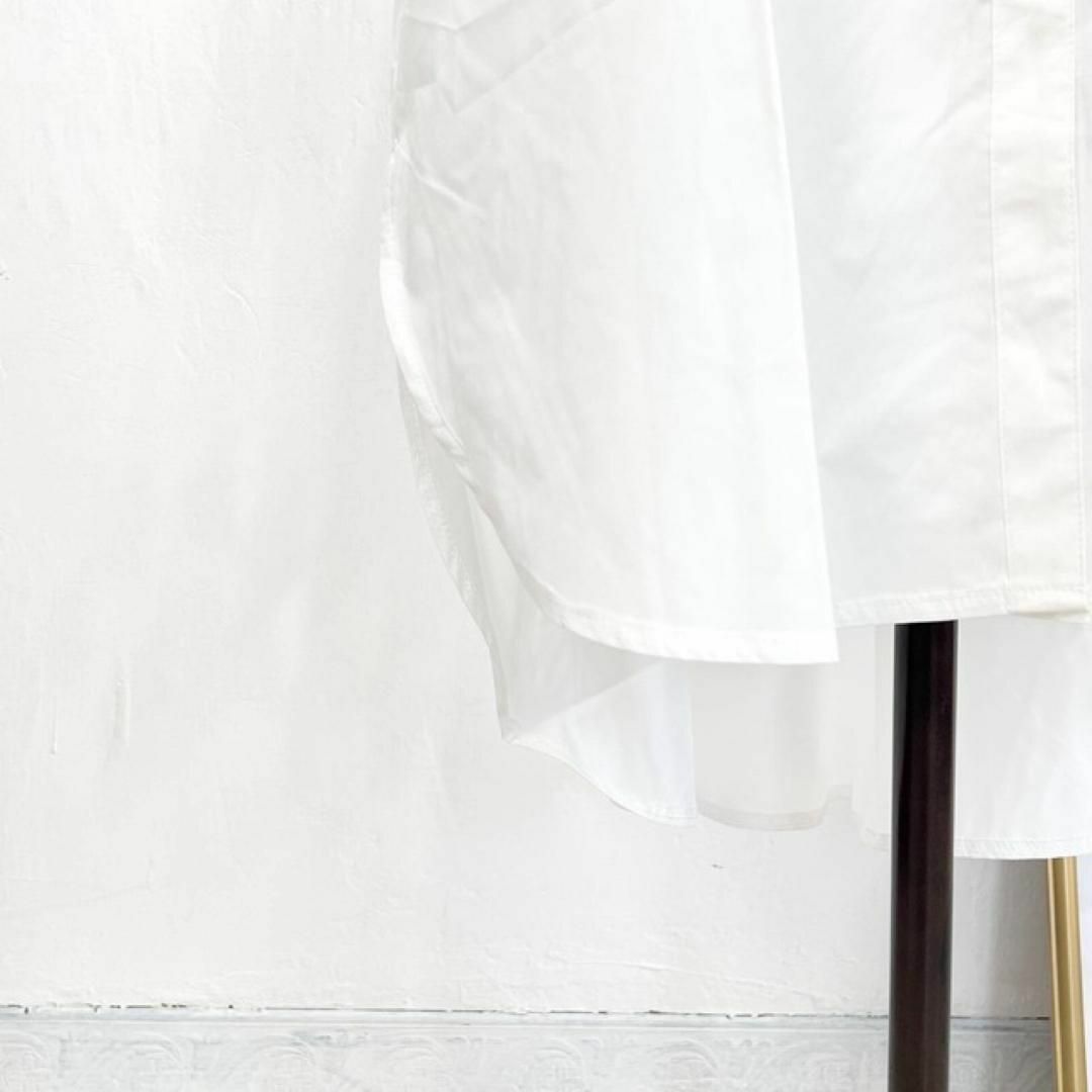 【訳あり】新品 未使用 シャツワンピース ホワイト 体型カバー 長袖 女性 白 ロングシャツ ロングブラウス シャツワンピ チュニック