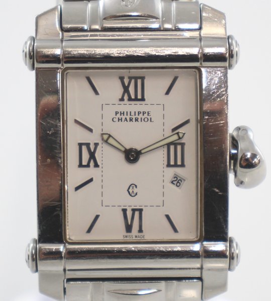 * 1 jpy ~ operation goods PHILIPPE CHARRIOL / Philip Charriol Ref CCSTRH8 cologne bsQZ Date white face square type 143781