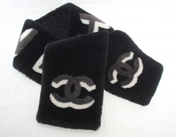 ◇ 美品 CHANEL / シャネル ムートンマフラー ココマーク カシミヤ