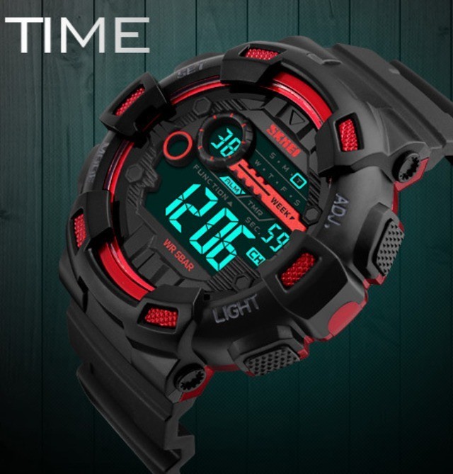 T0458 新品 LED デジタル多機能 メンズ レディース 腕時計 黒/赤 デジタル多 スポーツウォッチ ボーイズ 腕時計 黒_画像2