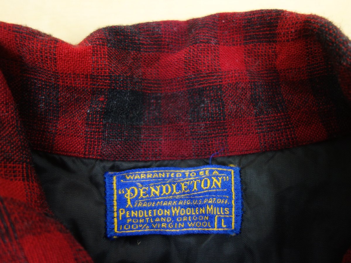 メンズ PENDLETON ペンドルトン 長袖 シャツ 厚手 チェック柄 サイズL 赤×黒 レッド×ブラック_画像3