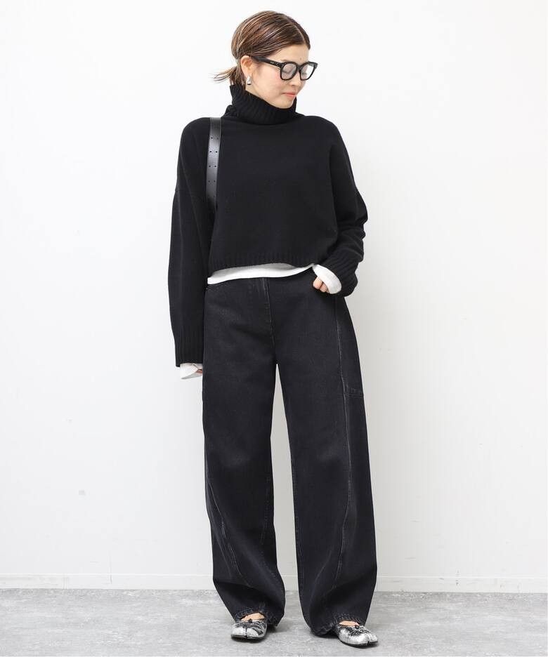 新品 Deuxieme Classe ドゥーズィエムクラス Cropped タートルネックプルオーバー ブラック