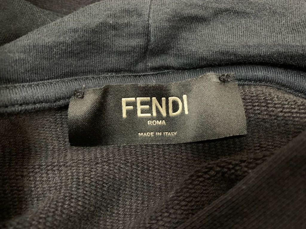 FENDI ロゴメッシュパーカー M フェンディ ブラック スウェットパーカー 黒 長袖