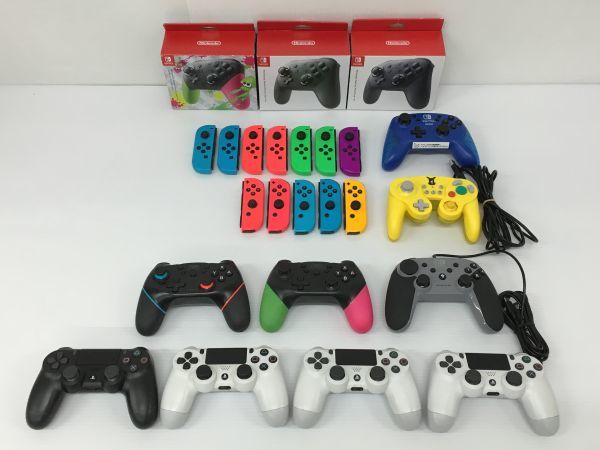 K18-088-0114-044【ジャンク】Switch＆PS4 コントローラー 24台(Joy-Con 12台/Proコン 3台/DUALSHOCK 4 4台/社外製 5台)_画像1