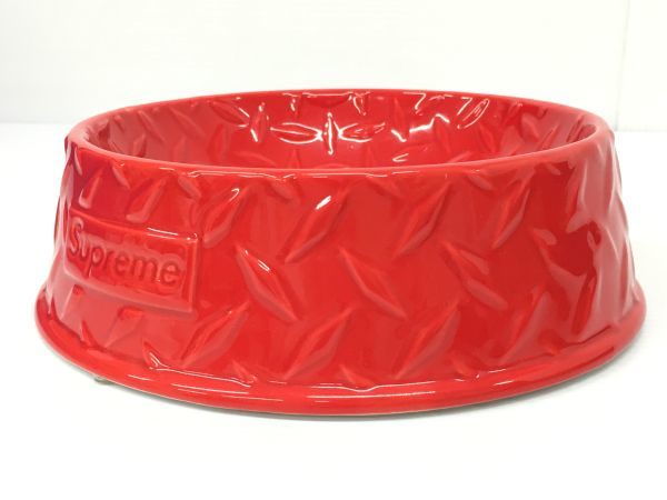 K12-481-0123-167【中古】Supreme Diamond Plate Dog Bowl Red シュプリーム ダイヤモンドプレート ドッグボウル 赤 ボックスロゴ_画像3