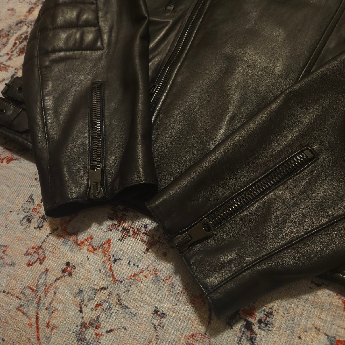 【最高級】 Polo Ralph Lauren Lambskin Motercycle Jacket 【L】 ラムスキン モーターサイクル ジャケット レザー ライダース 羊革 RRL _画像6