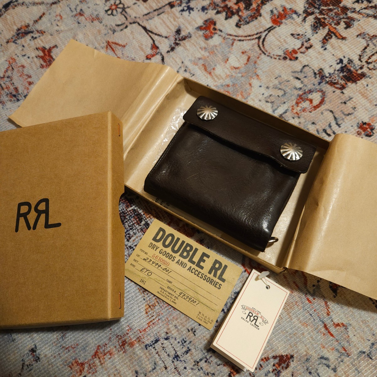 【名作】 RRL Double Concho Leather Wallet ダブル コンチョ レザー ウォレット タグ付き 財布 タンニン鞣し 牛革 Ralph Lauren_画像2