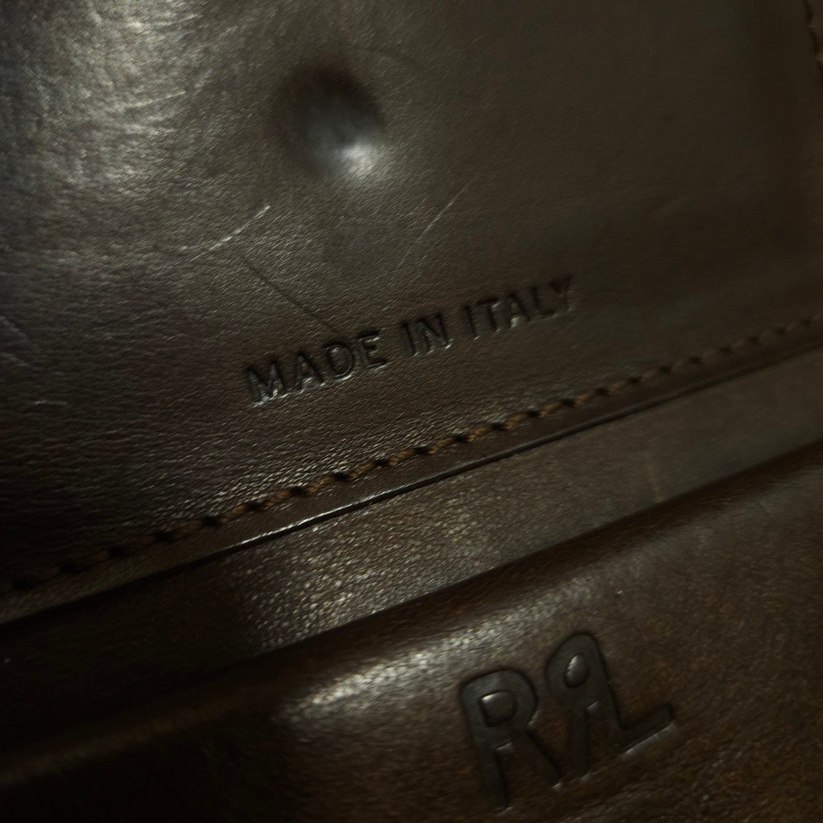【ITALY製】 RRL Leather Carving Wallet レザー カービング ウォレット 財布 彫刻 芸術品 牛革 Ralph Lauren 花 ダークブラウン_画像7
