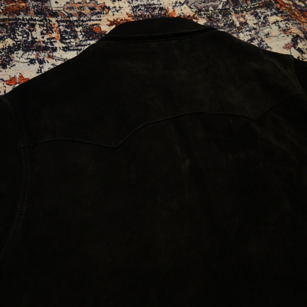 【激渋】 Polo Ralph Lauren Leather Western Shirt Jacket 【XL】 レザー ウエスタン シャツ ジャケット 漆黒 ブラック 牛革 RRL _画像7