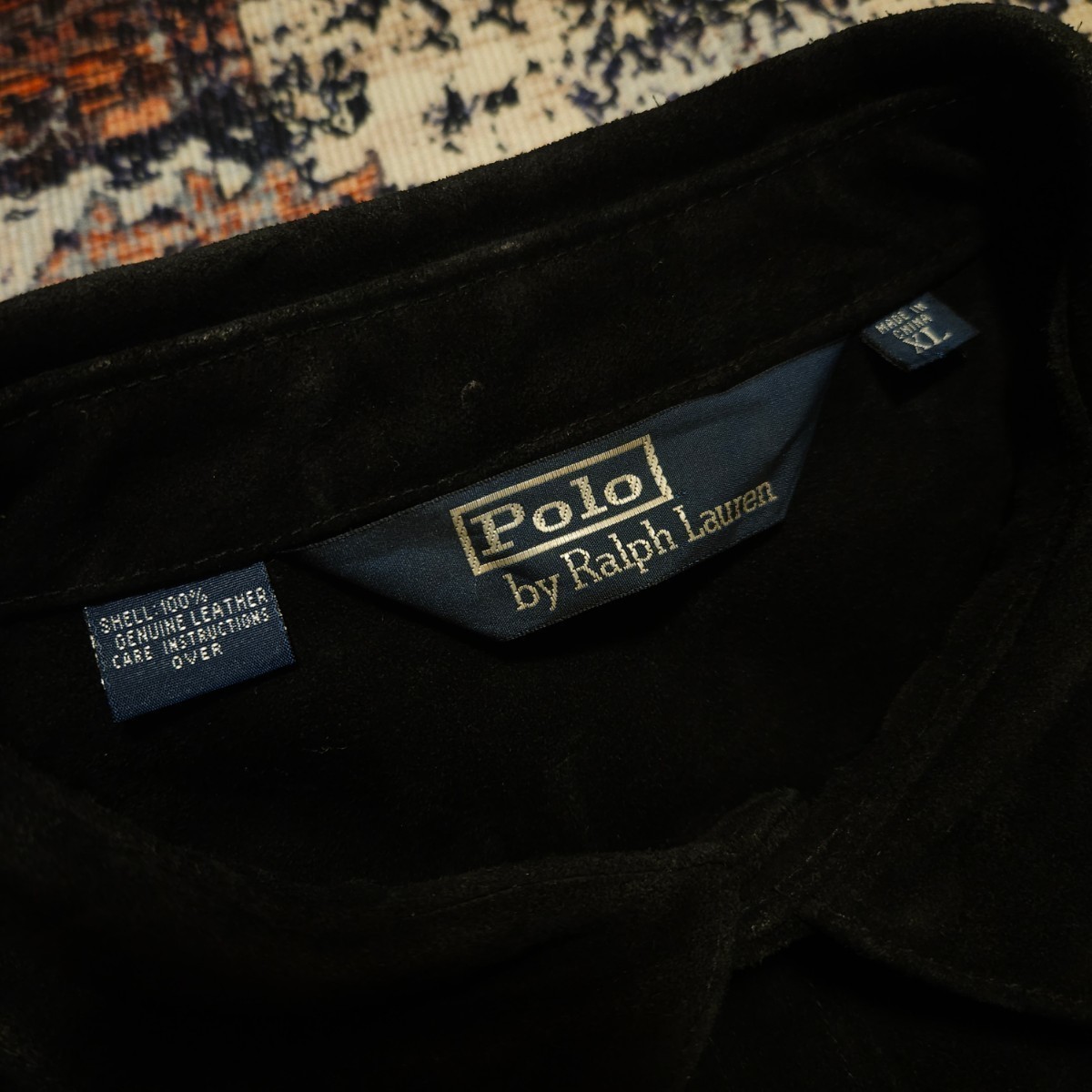 【激渋】 Polo Ralph Lauren Leather Western Shirt Jacket 【XL】 レザー ウエスタン シャツ ジャケット 漆黒 ブラック 牛革 RRL _画像3