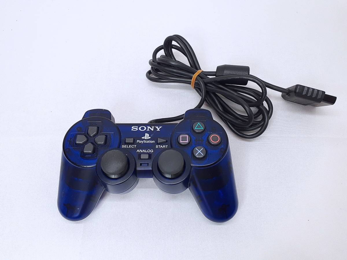 PS2　コントローラー２台 ミッドナイトブルー スケルトン　デュアルショック２ SCPH-10010　動作確認済_画像5