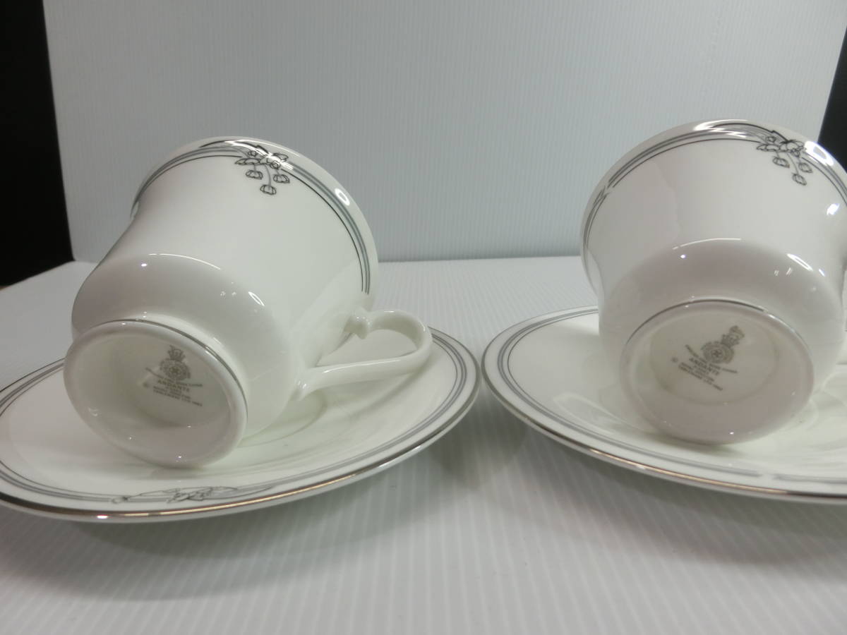 ROYAL DOULTON ロイヤルドルトン カップ&ソーサー 2客 アンダンテ 銀縁 (ゆうパック80)_画像4