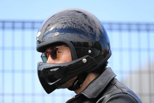 チンガード フェイスガード Chin guard ジェットヘルメット用 バイク用品 ヴィンテージ vintage クラシック 脱着後付 汎用..の画像3