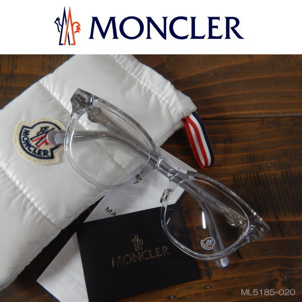 【正規品・調光レンズ装着済】MONCLER モンクレール メガネフレーム ウエリントン Italy クリア ML5185-020の画像1