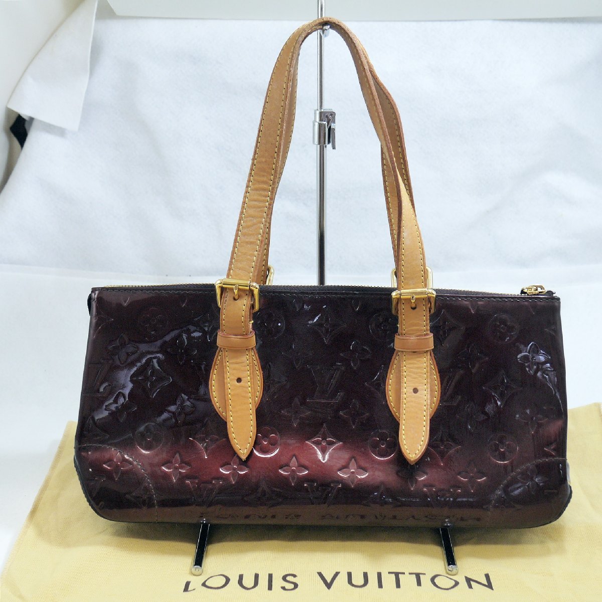 USED品・保管品 Louis Vuitton ルイヴィトン M93510 ローズウッドアヴェニュー ヴェルニ アマラント 保存袋付き ダメージあり