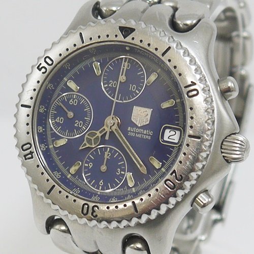 ★USED品 訳有り TAG-HEUER【タグホイヤー CG2111-R0 automatic 200METERS 自動巻 青文字盤 メンズ腕時計】_画像1