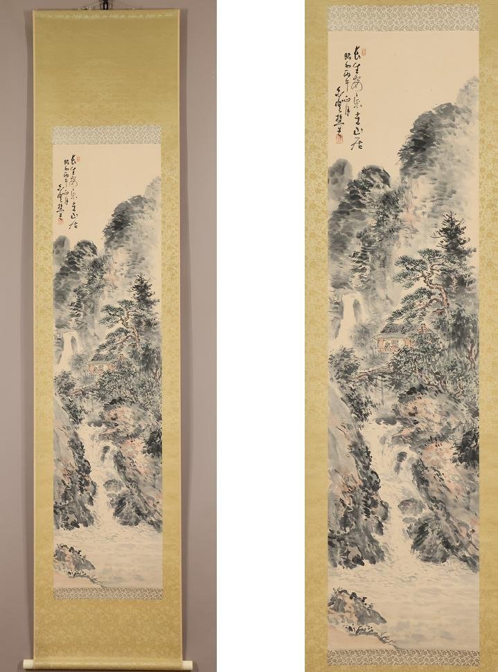 真作】◇片桐白登◇淡彩山水◇長野県◇昭和41年◇肉筆◇紙本 真作】◇片桐白登◇淡彩山水◇長野県◇昭和41年◇肉筆◇紙本