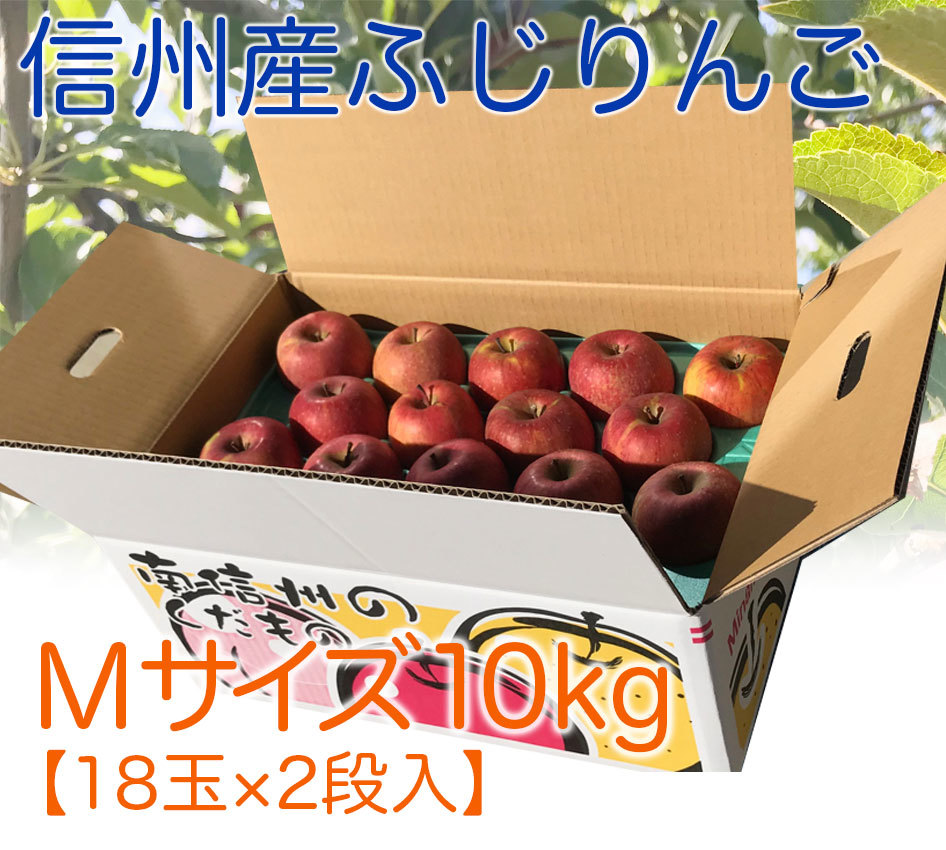 【お得品】信州産 サンふじ完熟りんご★Mサイズ10キロ36玉入★農家直送★一律送料1000円（北海道1400円・沖縄1700円）_画像1