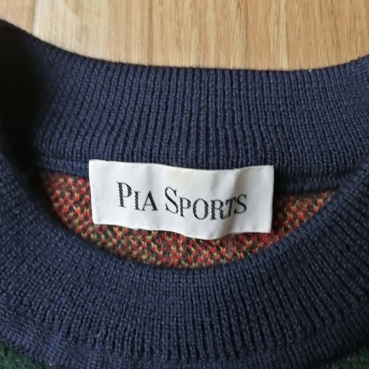 PIA SPORTS ピアスポーツ セーター ウールニット 毛100％ サイズ3 紺色系 24-0106fu08【4点同梱で送料無料】_画像2